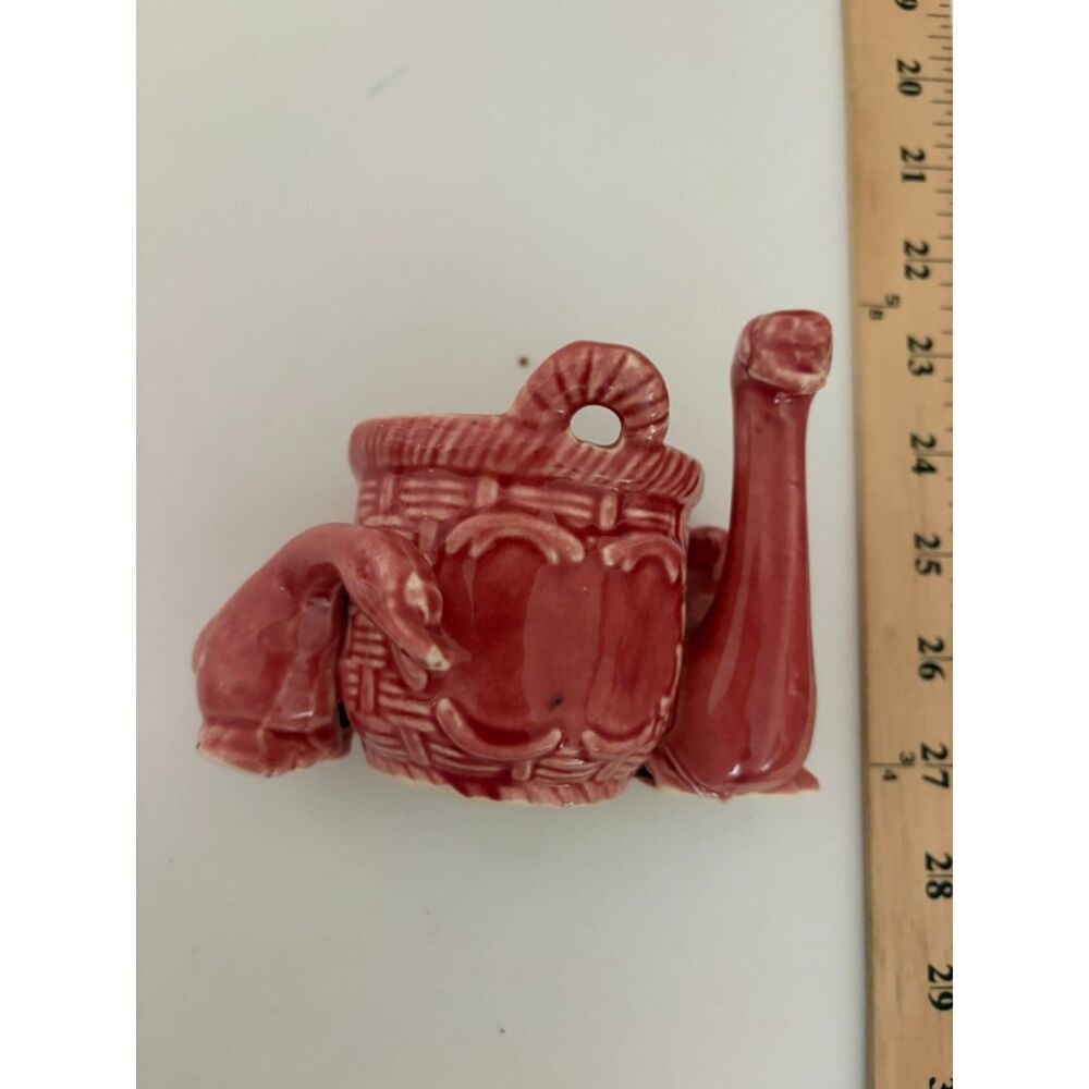 vtg made in japan cranberry glazed ceramic swan and basket planter